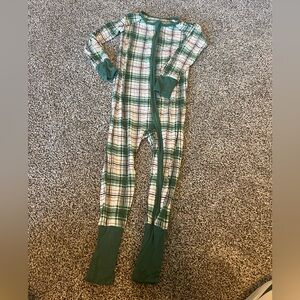Little Sleepies Plaid Green Kids One Piece